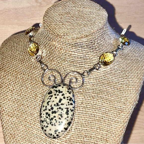 Dalmation Jasper Pendant Necklace 16-17” - Picture 10 of 12